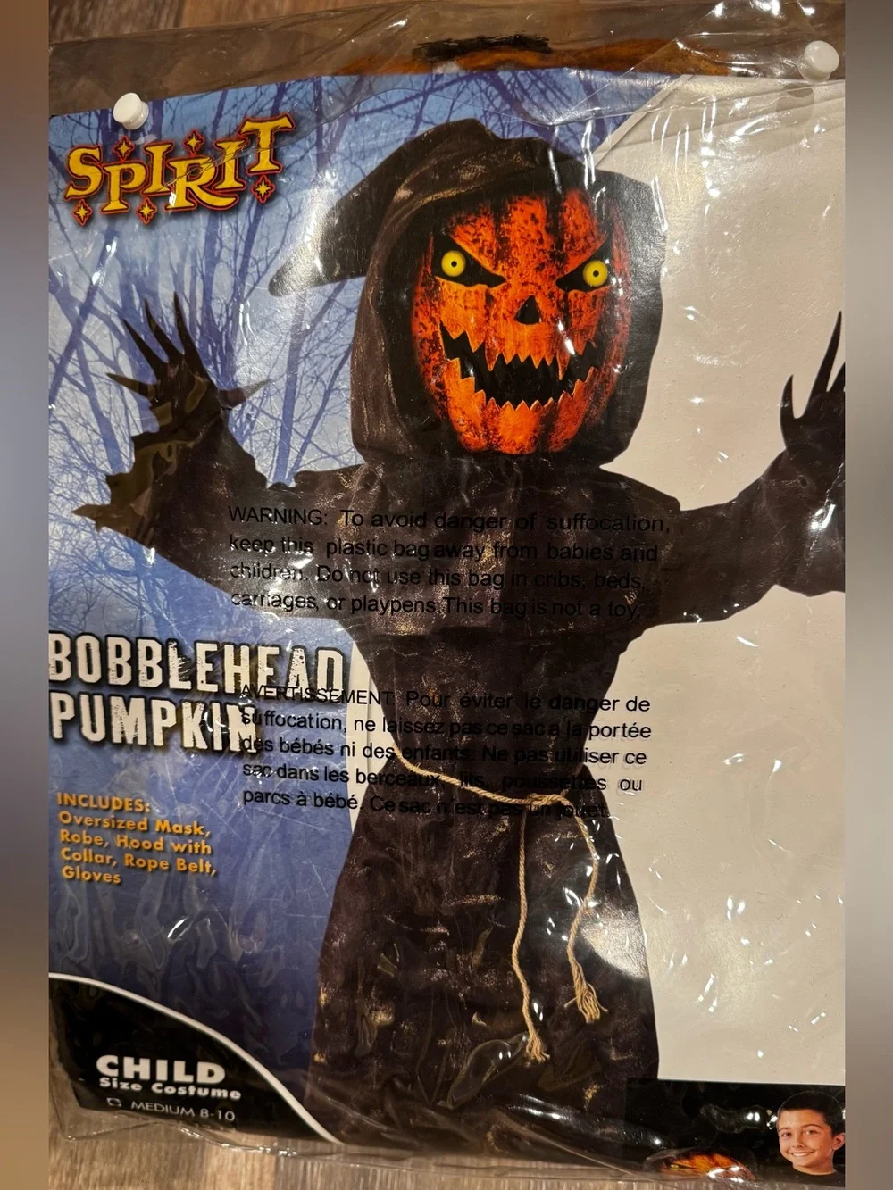 Spirit Kids Bubblehead Pumpkin. Size Large 12-14
